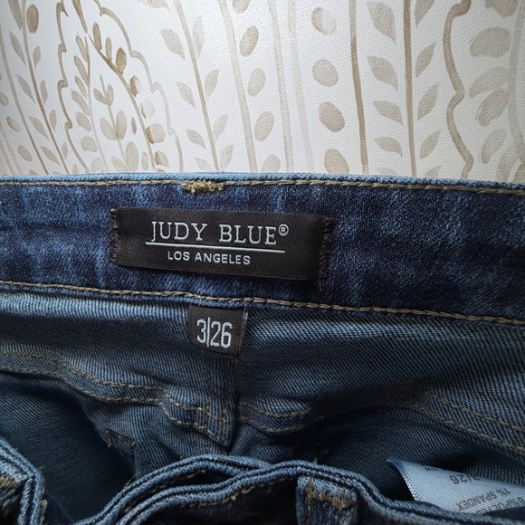 Judy Blue Dark Wash High Rise Skinny Jeans Raw Hem Distressed 3/26 JB88417 - Picture 8 of 11